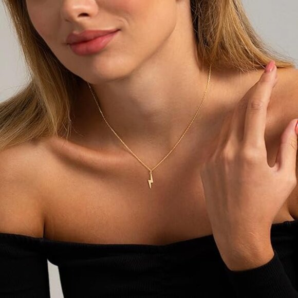 Neiman Marcus 14k Gold Plated Lightning Bolt Pendant Necklace - Picture 3 of 4